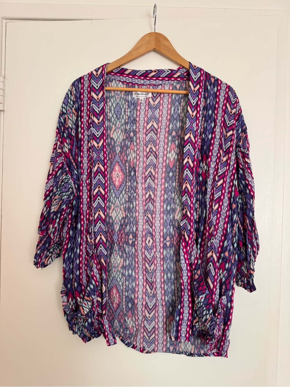 Cotton On Multicolor Boho Open-Front Kimono